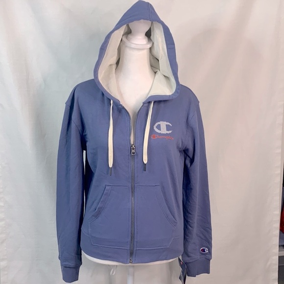 Champion Blue Hooded Zip Up Sweatshirt- NWT - Picture 2 of 16